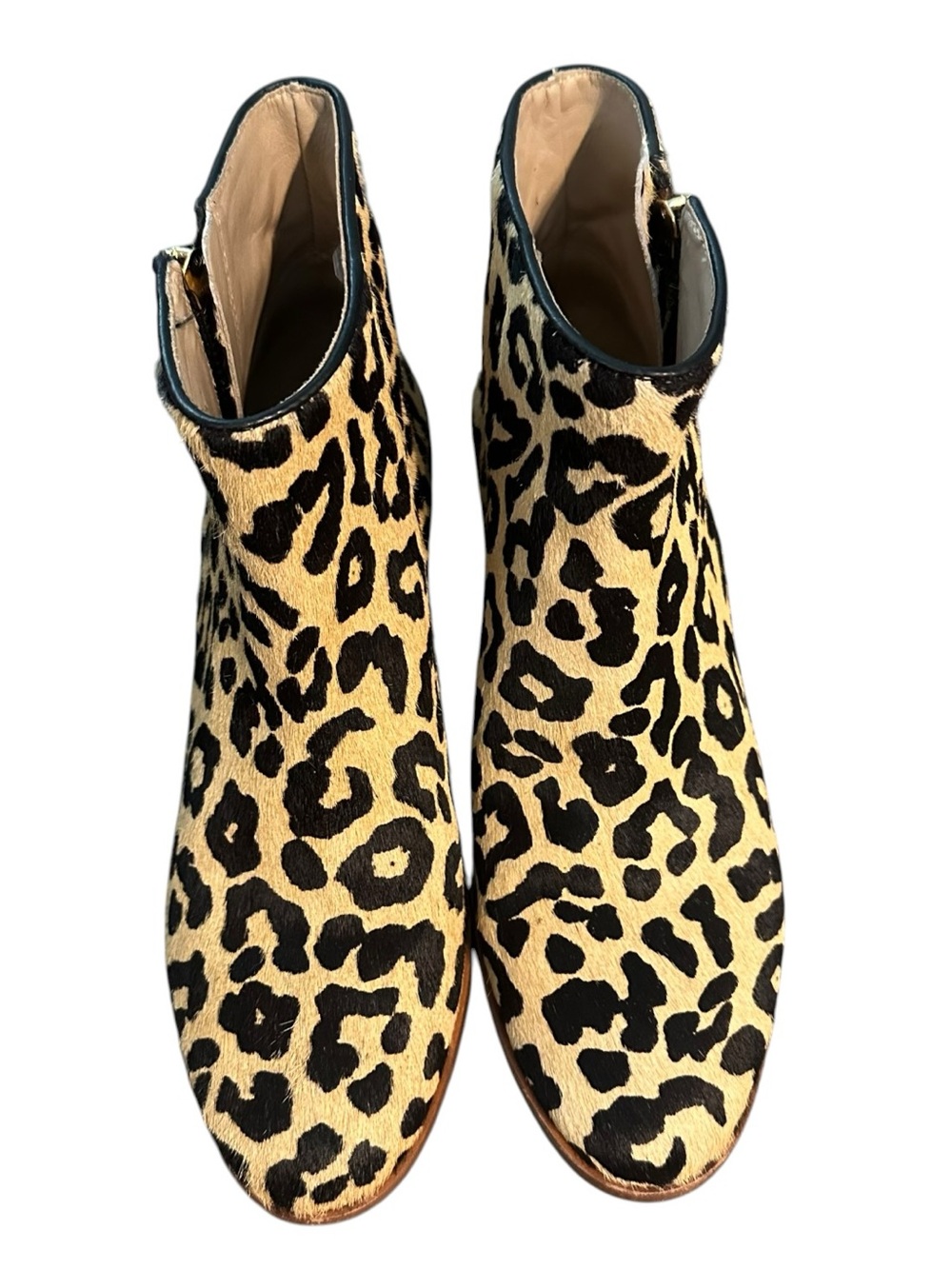kate spade Calf Fur Leopard-Print Ankle Booties in Black and Tan